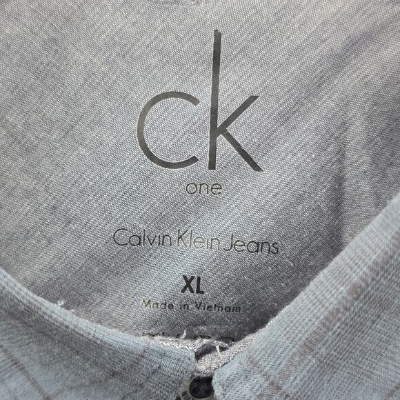 Calvin Klein One Jeans Blue Plaid Button Down Long Sleeve Work Casual Shirt XL - Picture 6 of 7